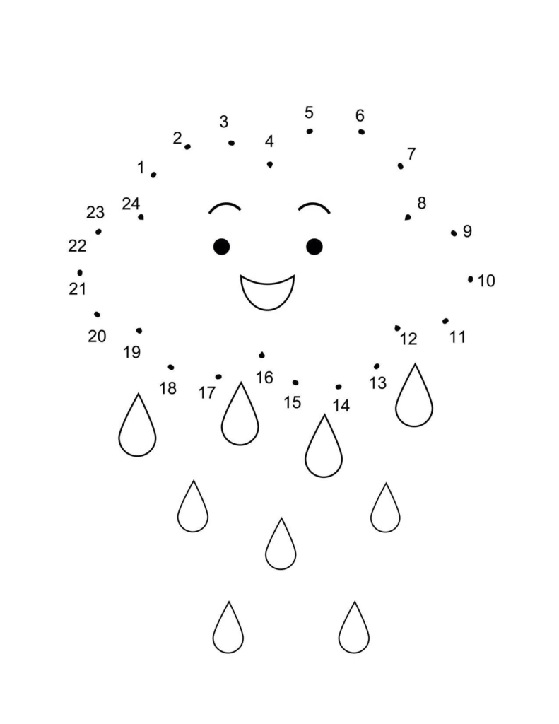 ligar os pontos para colorir chuva