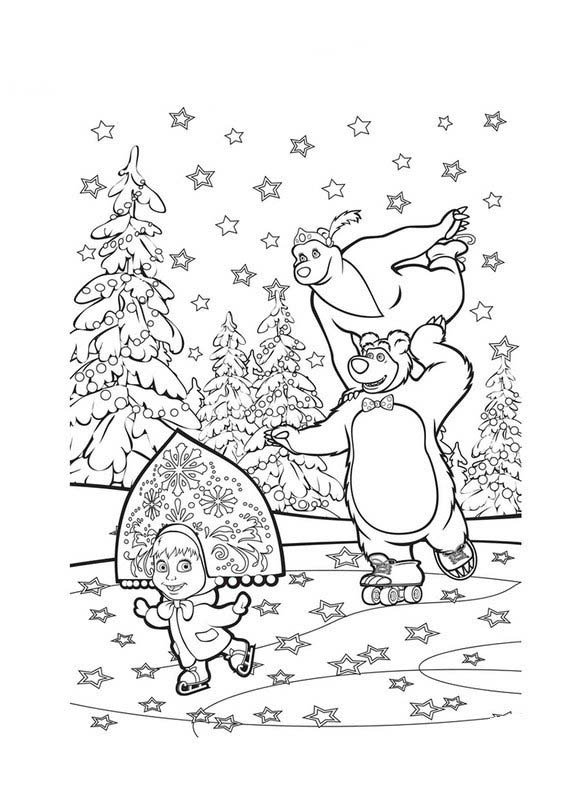 masha e o urso desenho para colorir