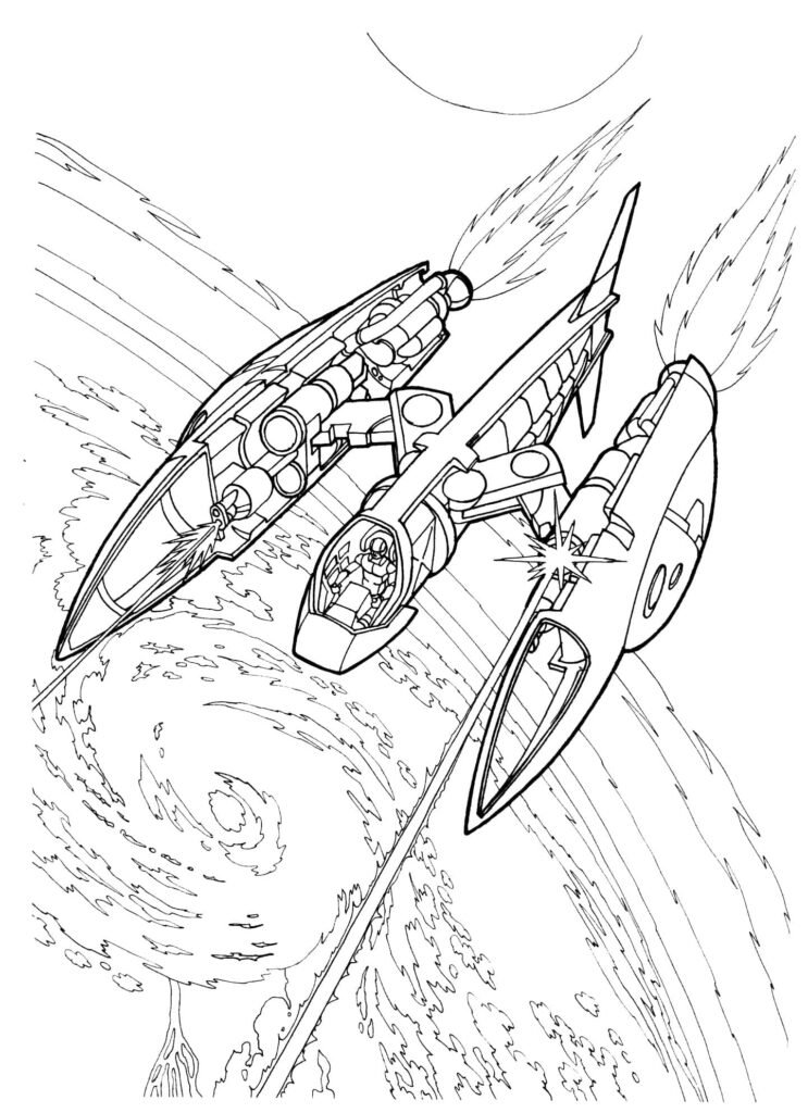 nave espacial para colorir voando