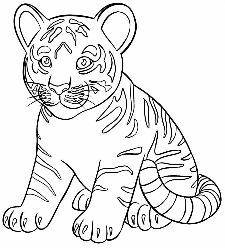 desenho de tigre para pintar e colorir 13a