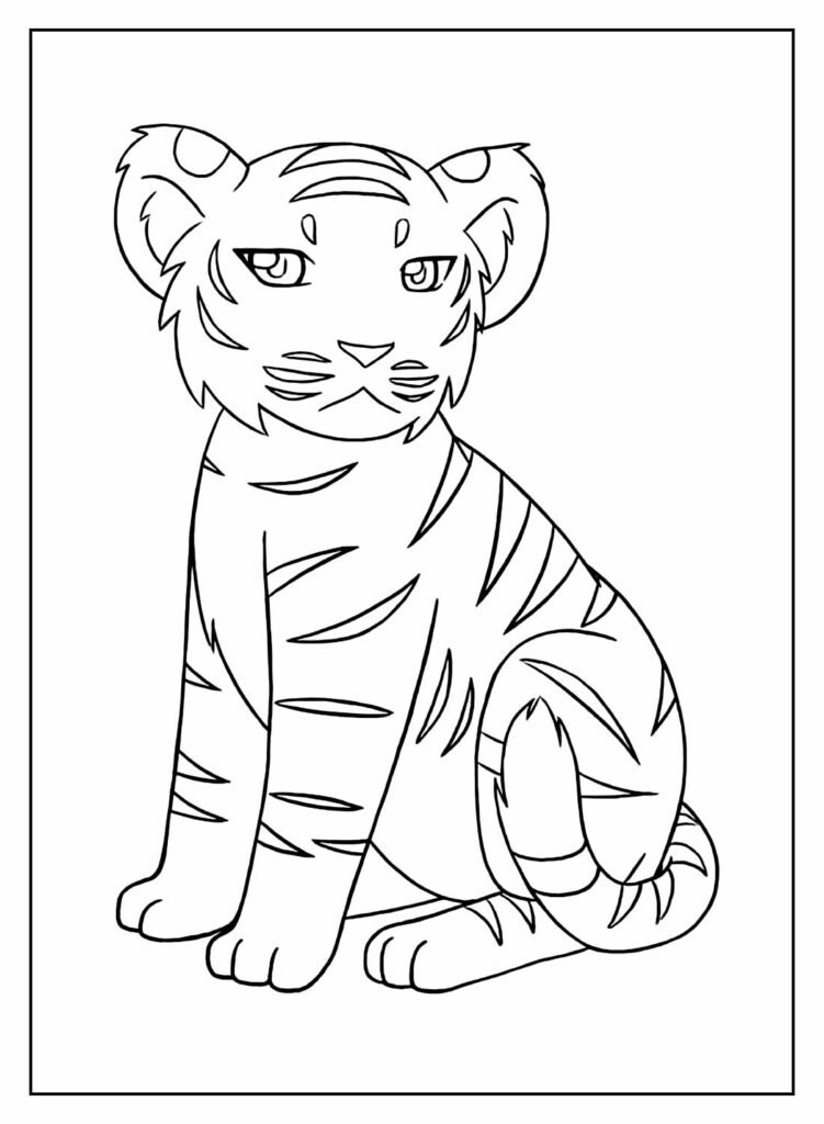 desenho de tigre para pintar e colorir 26