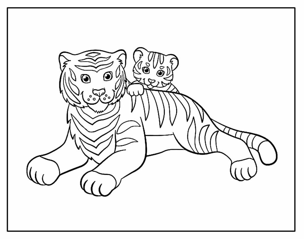 desenho para colorir e pintar de tigre 10