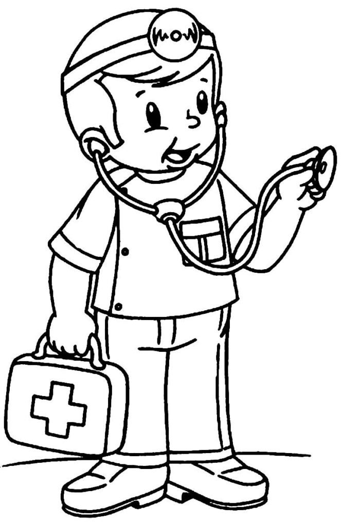 Desenho de Hello Kitty brincando de médico para colorir - Tudodesenhos