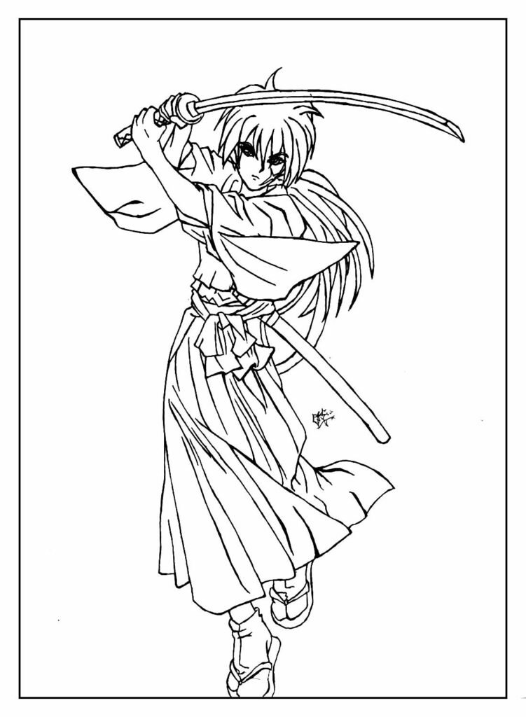 desenhos de samurai x para colorir 6