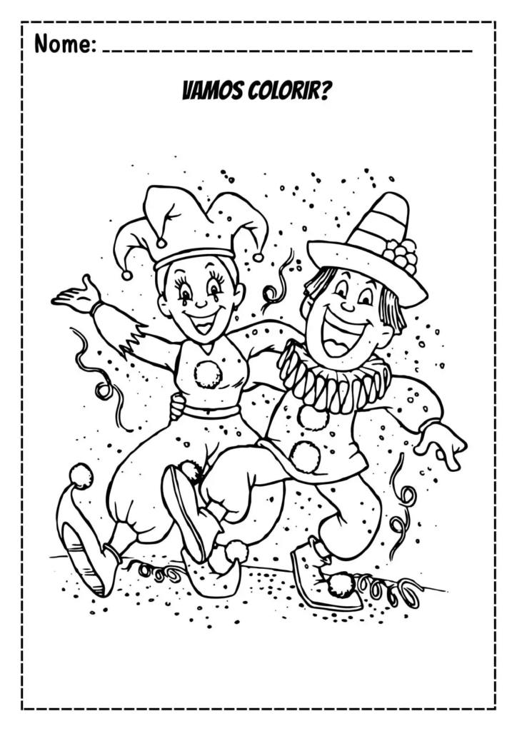 Desenho de Carnaval para colorir dancarinos