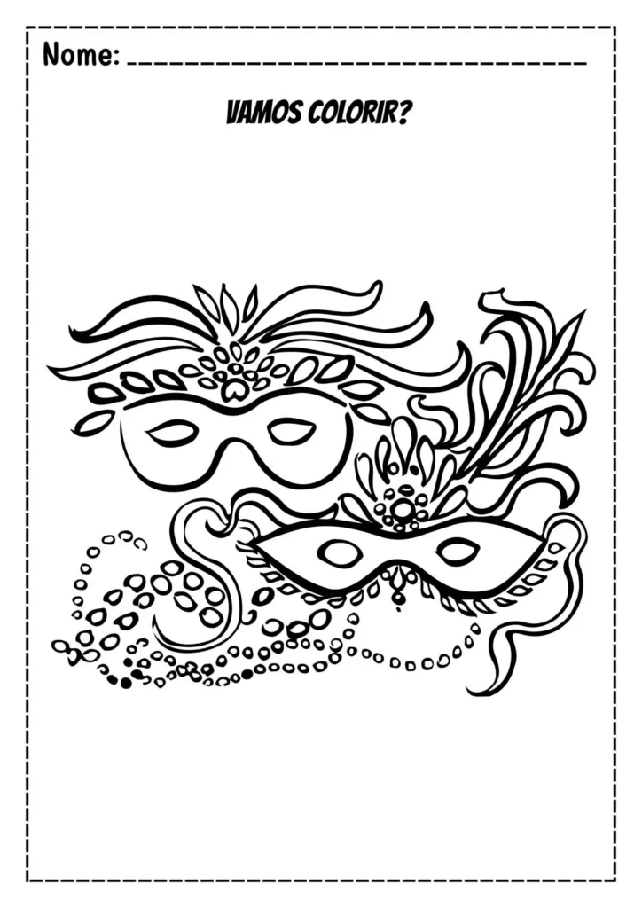 Desenho de Carnaval para colorir e imprimir mascara