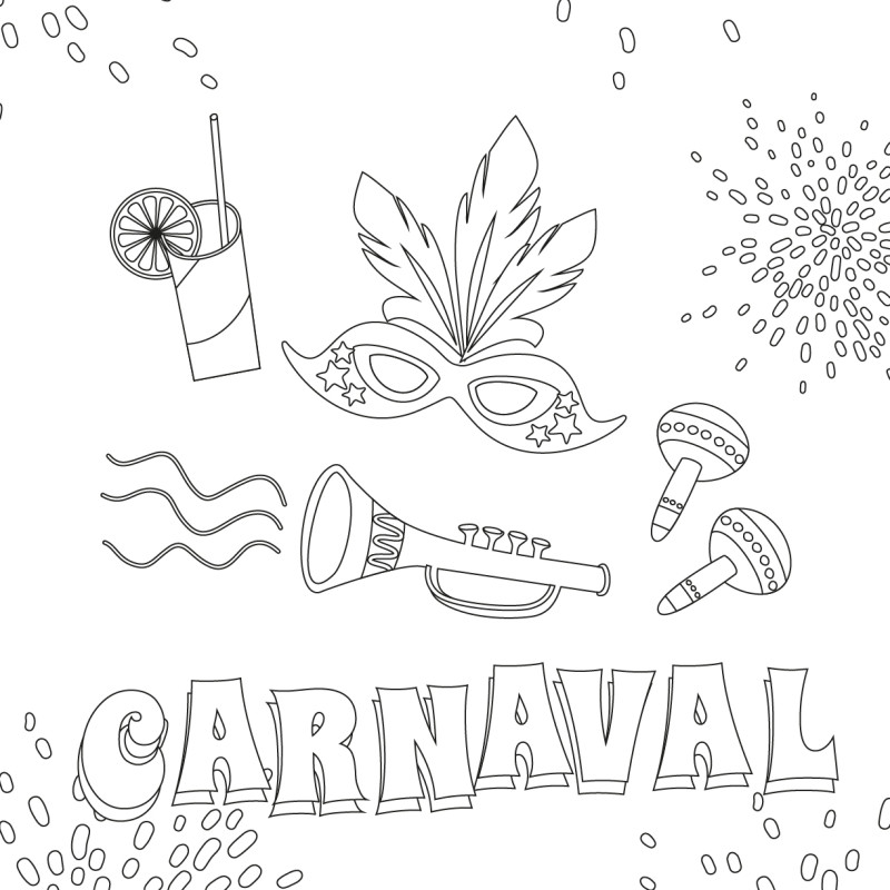 Desenho de Carnaval para colorir grande