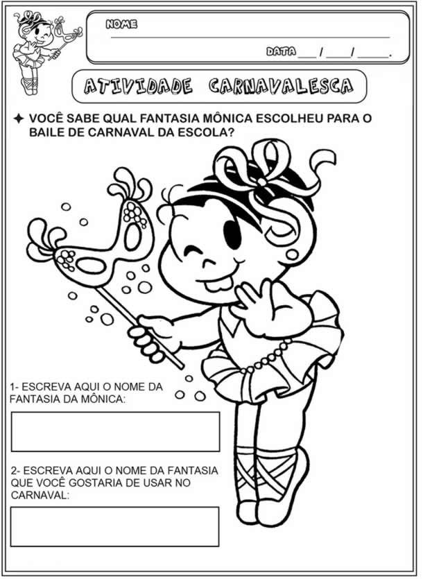 atividades de carnaval fantasia