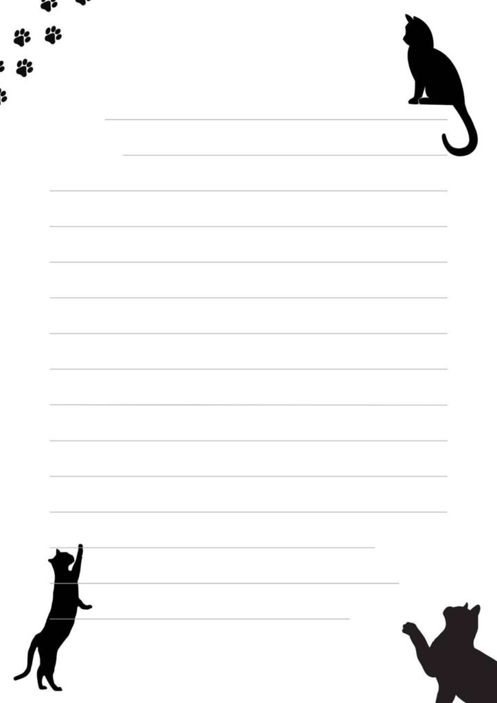 papel de carta preto branco gatos