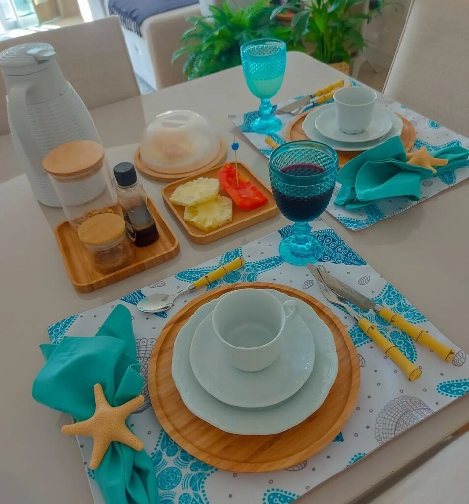 mesa de cafe da manha de praia carolseirices