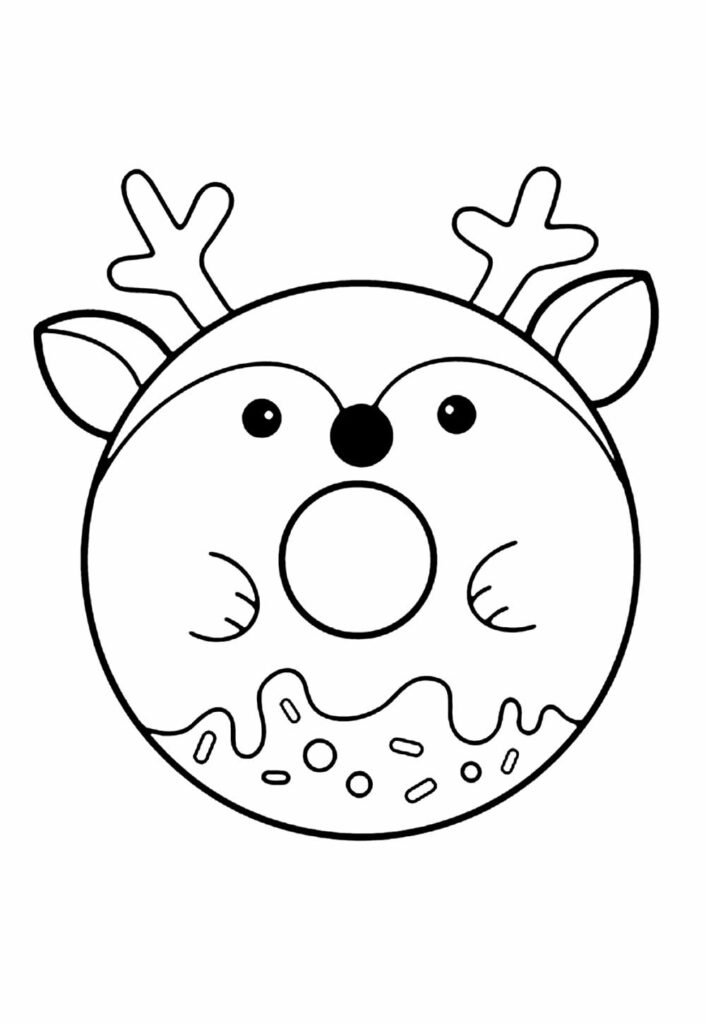 Desenhos Fofos e Kawaii de Natal para Crianças Colorirem