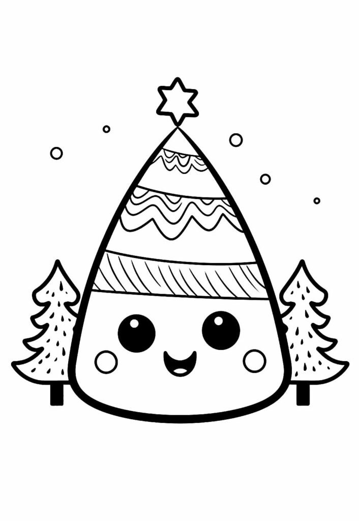 Ilustrações Kawaii de Natal para Colorir em Casa