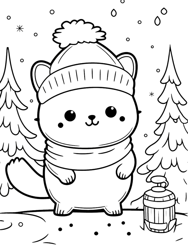 Ilustrações Kawaii de Natal para Pintar e Compartilhar