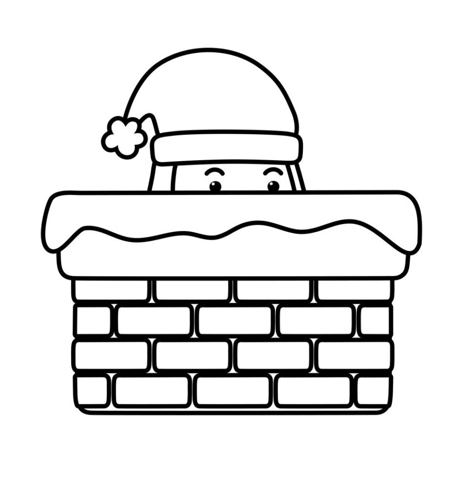 santa in the chimney decoration merry christmas line style